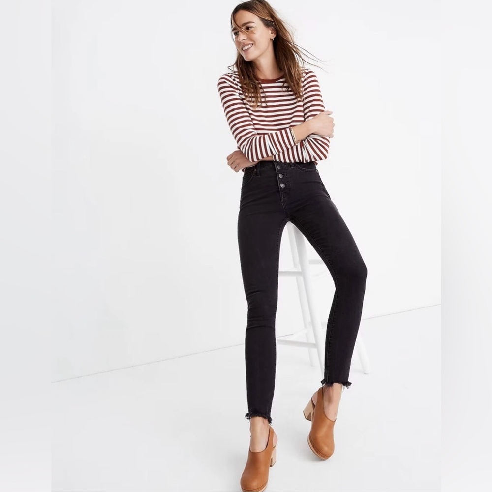 Madewell 10” High-Rise Skinny Button Fly Jeans in Lunar Black (29P)